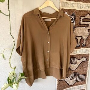 Everlane Silk Brown Button-Up Women's Top